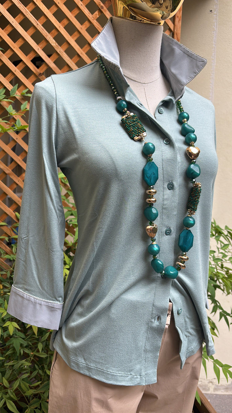 DANIEL E MAYER - CAMICIA IN MAGLIA - VERDE ACQUA