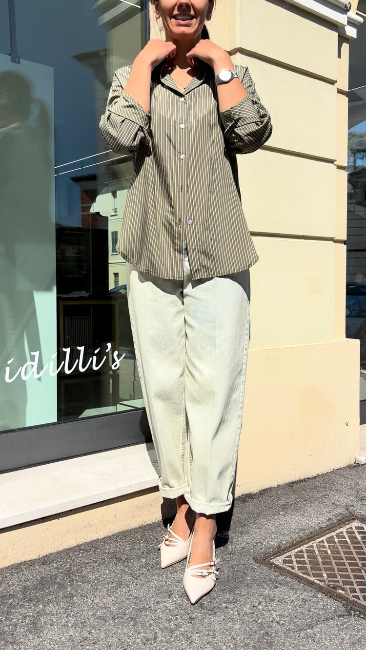 SUSY MIX - CAMICIA RIGHE - VERDE MILITARE