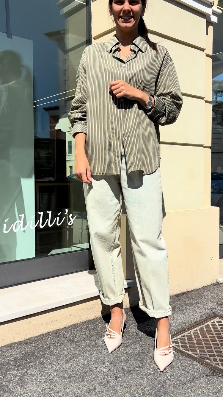SUSY MIX - CAMICIA RIGHE - VERDE MILITARE