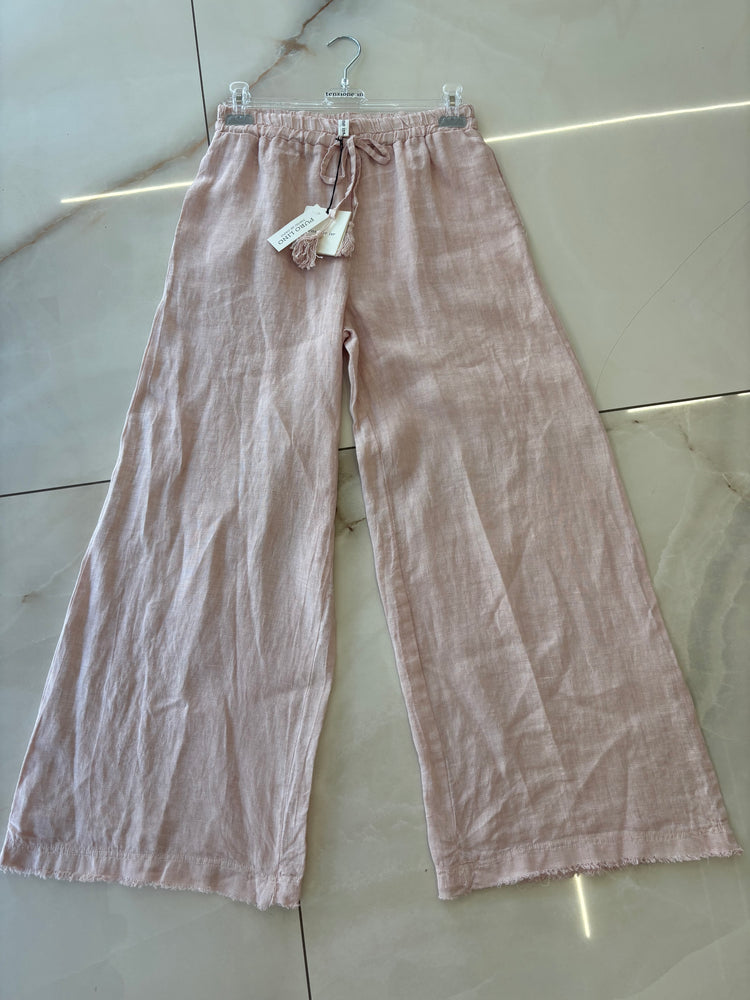 TENSIONE IN - PANTALONE IN LINO - ROSA