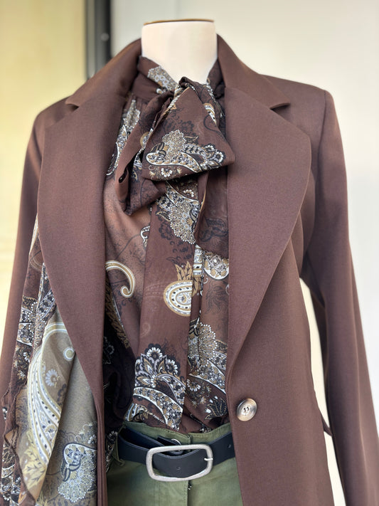 SUSY MIX - CAMICIA FOULARD - CHOCO