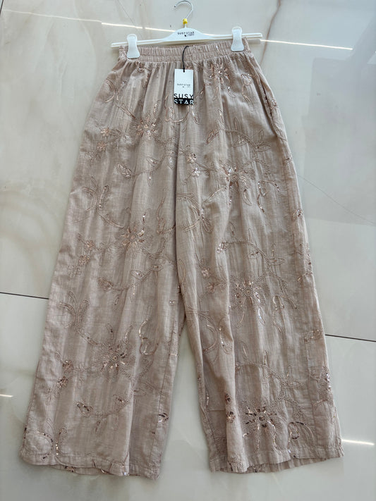 SUSY STAR - PANTALONE CURRVY STRASS - BEIGE