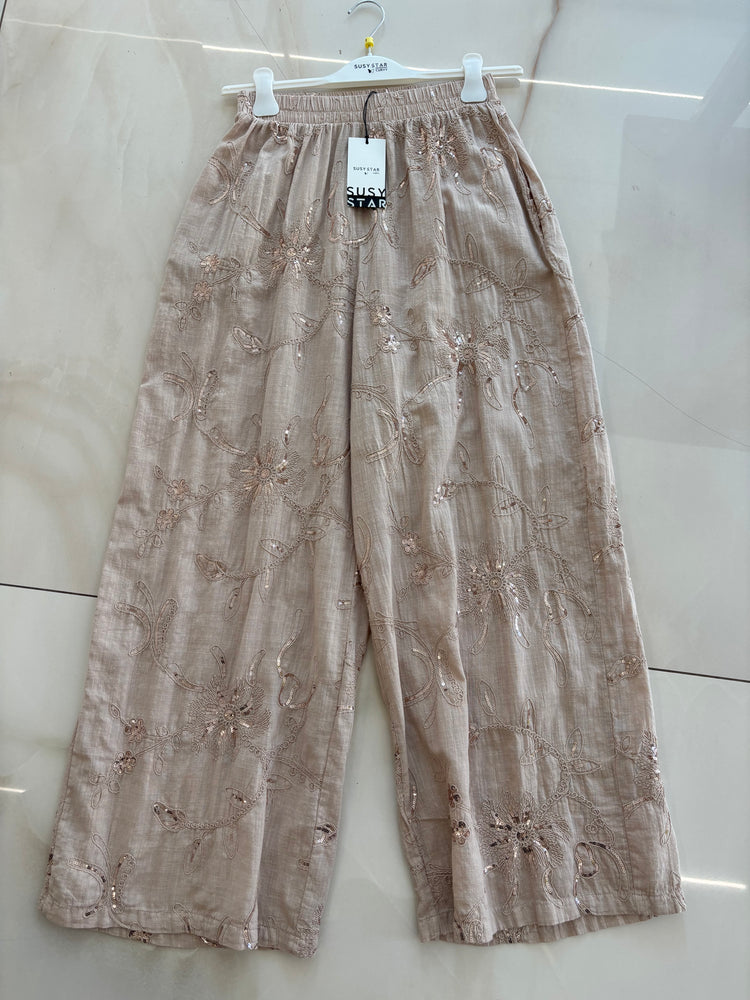 SUSY STAR - PANTALONE CURRVY STRASS - BEIGE