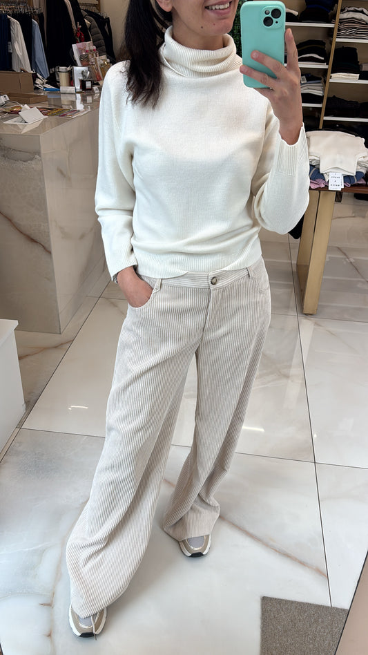 DANIEL & MAYER  - PANTALONE IN VELLUTO - PANNA