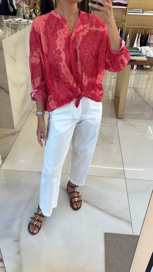 TENSIONE IN - CAMICIA IN MUSSOLA DI COTONE - BANDANA MAGENTA