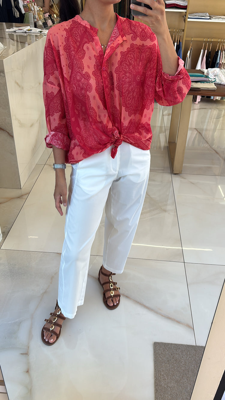 TENSIONE IN - CAMICIA IN MUSSOLA DI COTONE - BANDANA MAGENTA