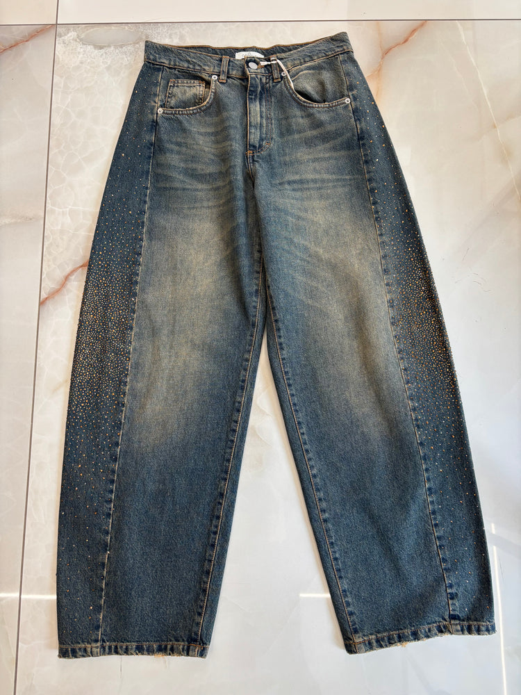 CARMEN - JEANS OVETTO CON STRASS - RAME