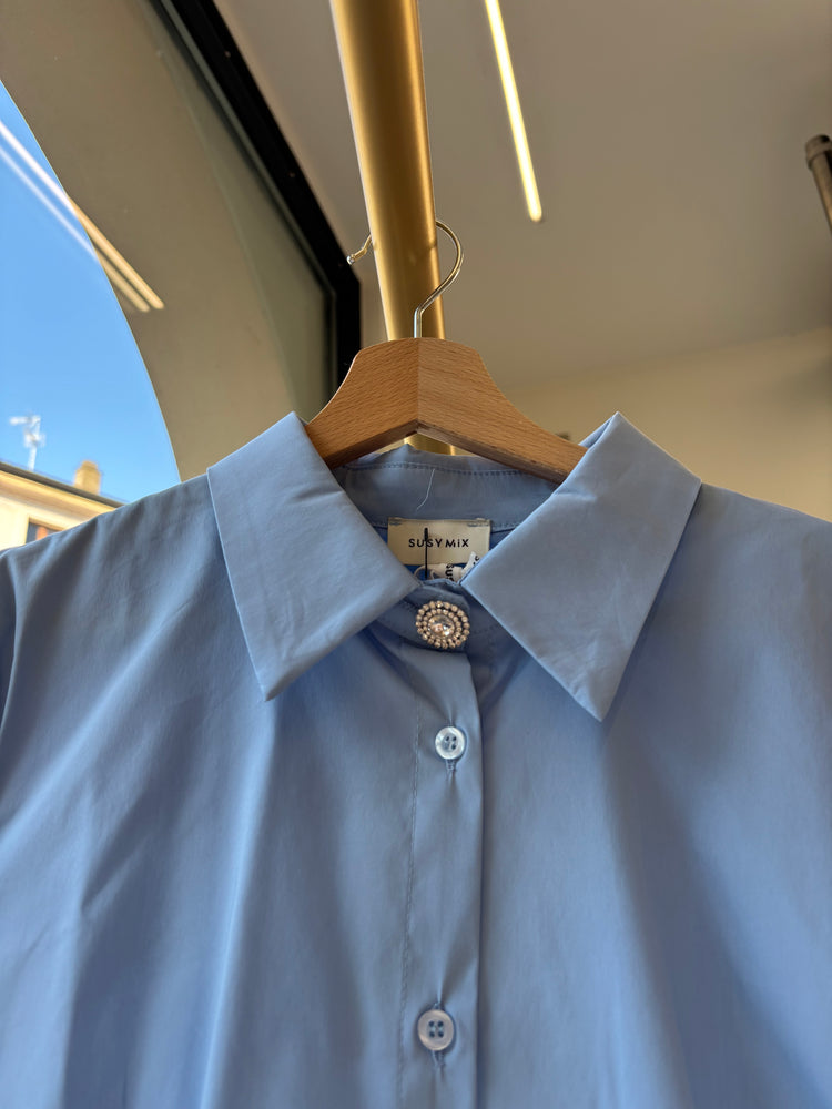 SUSY MIX - CAMICIA BOTTONE GIOIELLO - AZZURRA