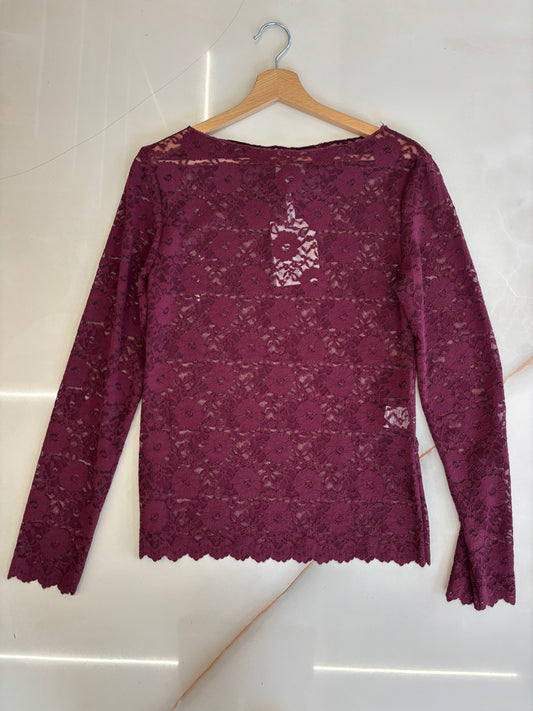 SUSY MIX - MAGLIA PIZZO MANICA 3 / 4 - VINO