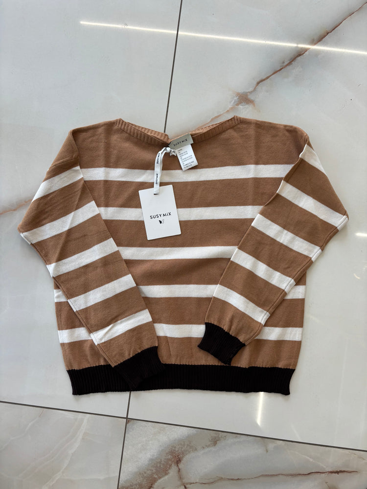 SUSY MIX - MAGLIA RIGATA - MORO