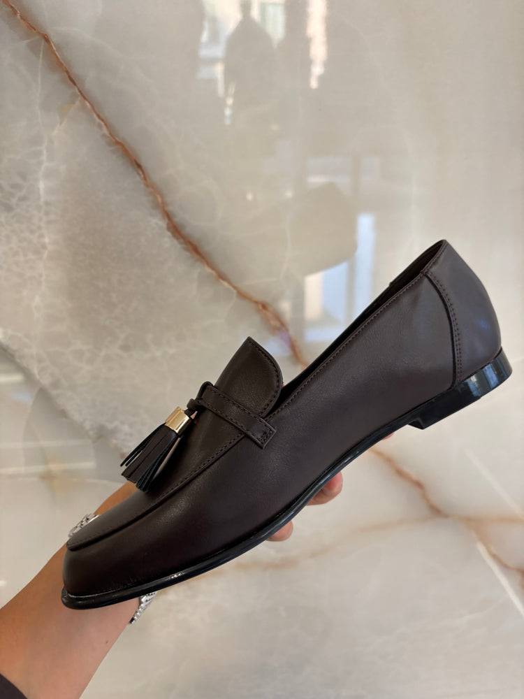MOCASSINO ECOPELLE LISCIO - MARRONE