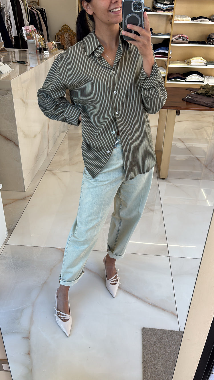 SUSY MIX - CAMICIA RIGHE - VERDE MILITARE