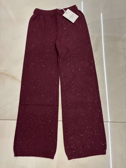 SUSY MIX - PANTALONE PALAZZA CON MICROPAILLETTES - VINO