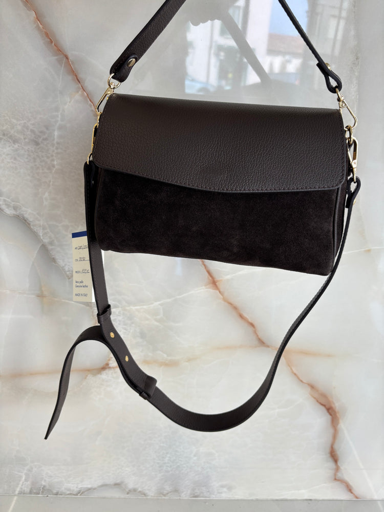 BORSA SUEDE E PELLE  - TESTA DI MORO