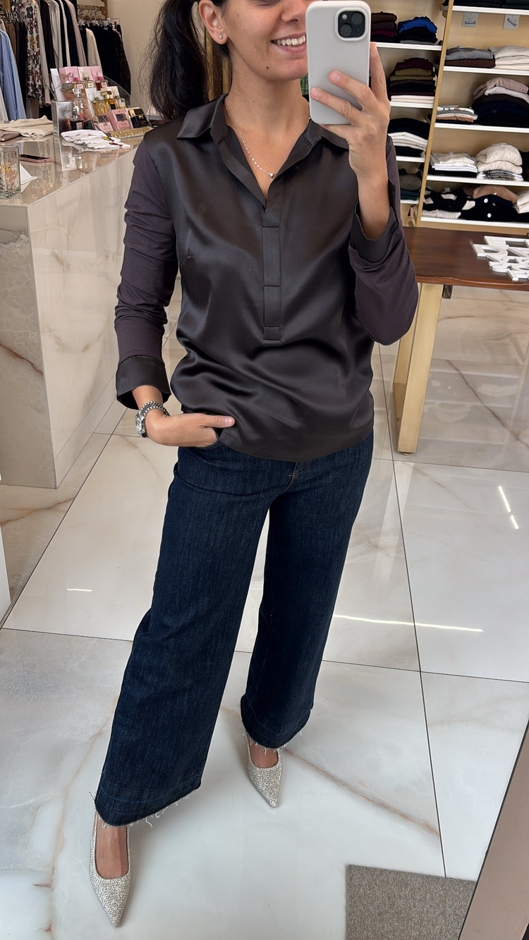 DANIEL E MAYER - MAGLIA CAMICIA SETA - LIQUIRIZA