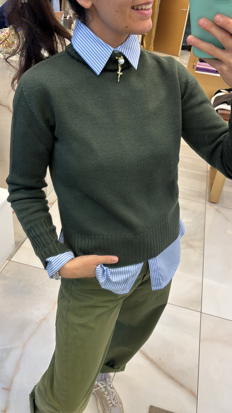 SOUVENIR - PANTALONE OVETTO CON CINTURA - VERDE