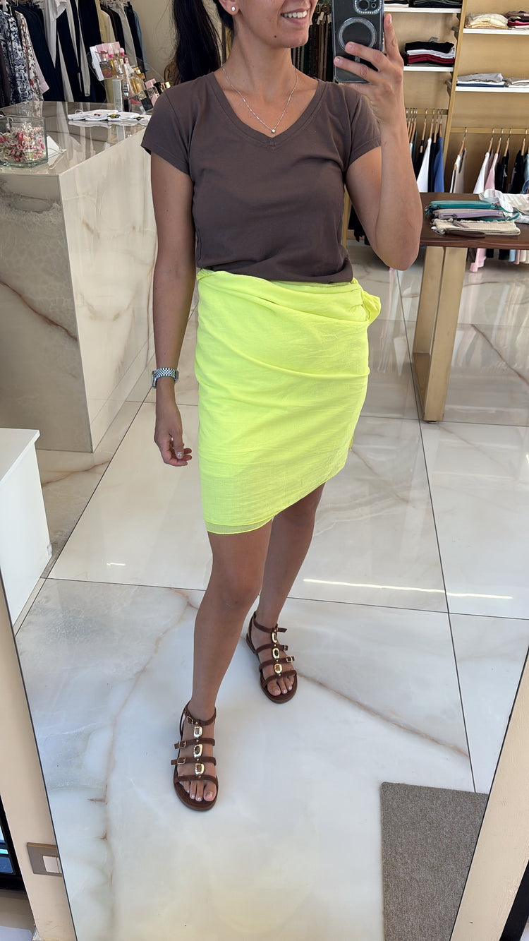TENSIONE IN - GONNA IN MUSSOLA DI COTONE - GIALLO LIME