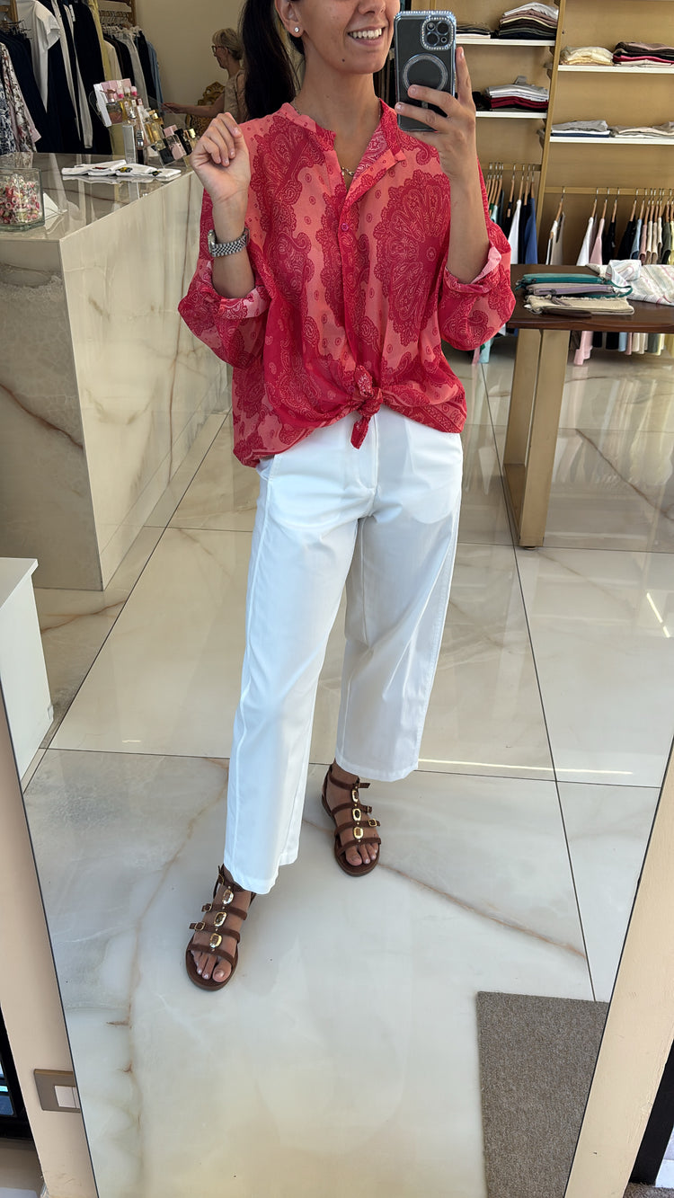 TENSIONE IN - CAMICIA IN MUSSOLA DI COTONE - BANDANA MAGENTA
