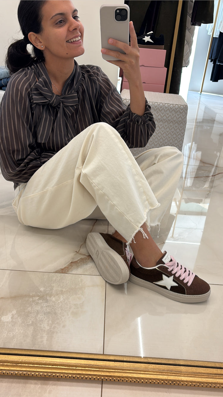 SUSY MIX - CAMICIA GESSATA  - MORO