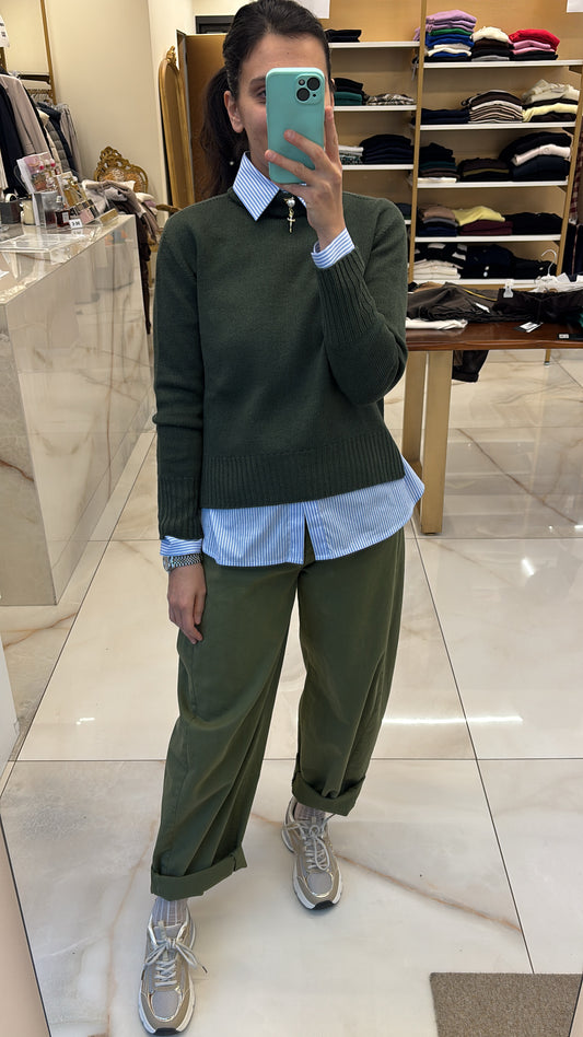 SOUVENIR - PANTALONE OVETTO CON CINTURA - VERDE