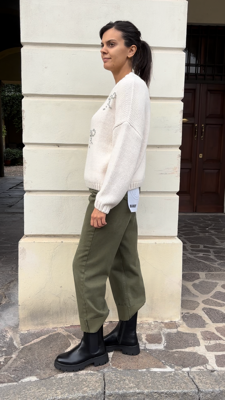 HAVEONE - PANTALONE " MANDY " - VERDE MILITARE