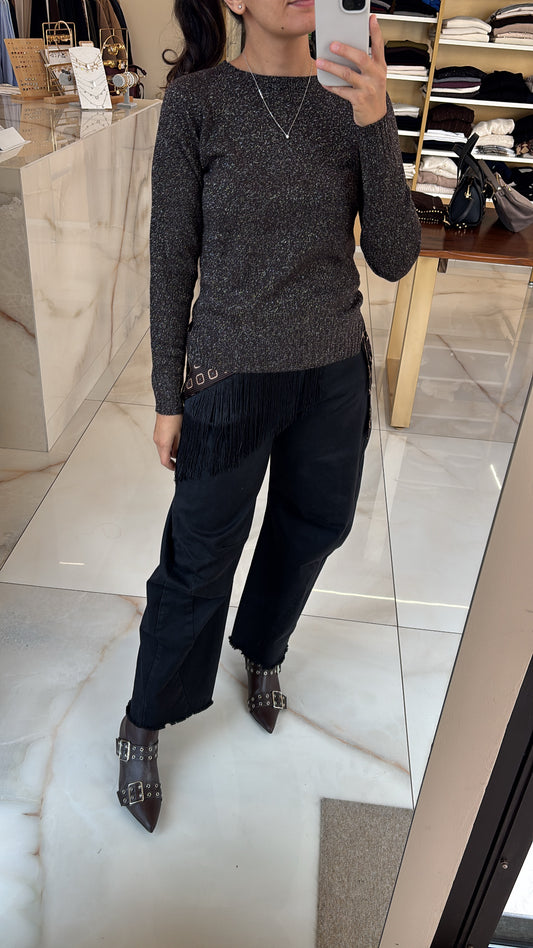 SUSY MIX - PANTALONE c/FOULARD - NERO