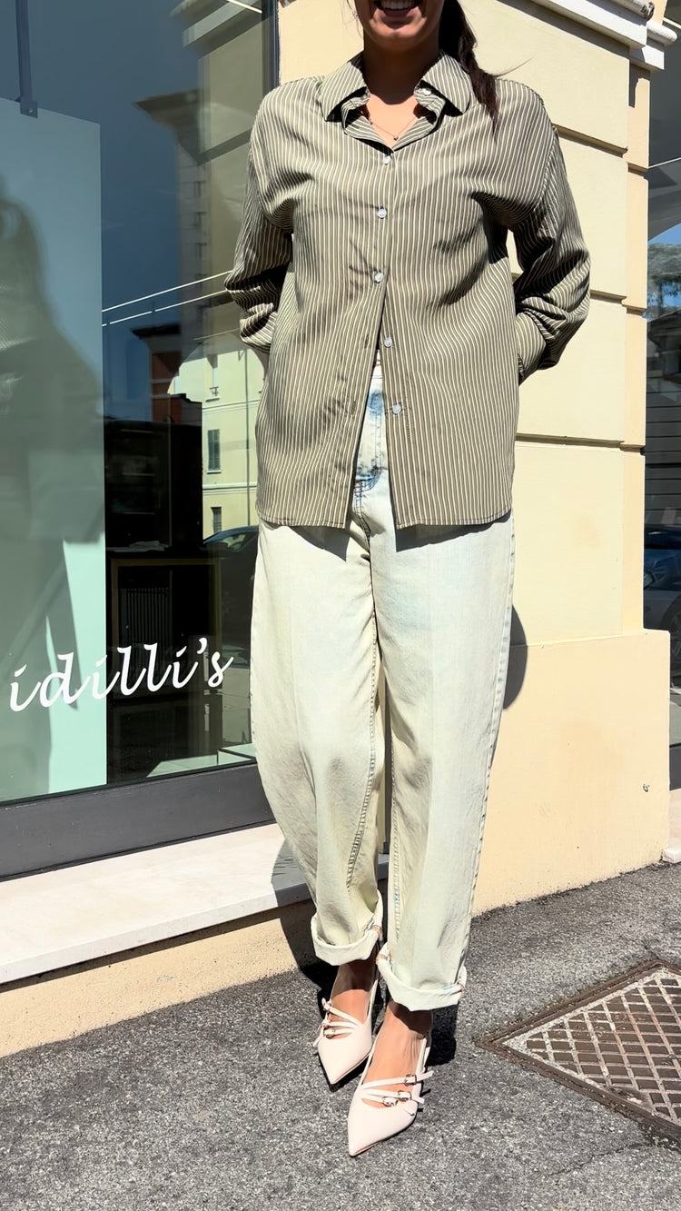 SUSY MIX - CAMICIA RIGHE - VERDE MILITARE