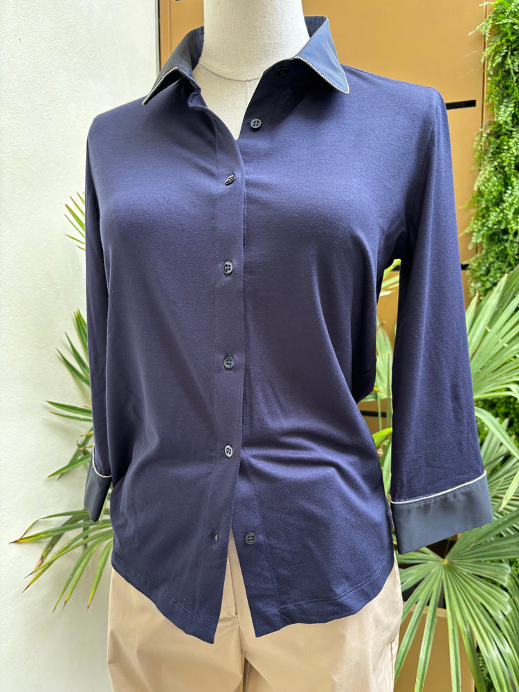 DANIEL E MAYER - CAMICIA IN MAGLIA - BLU NOTTE