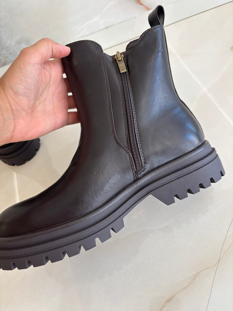 STIVALETTO BASSO LISCIO - MARRONE