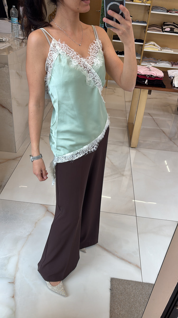 Susy mix - canotta pizzo - verde menta