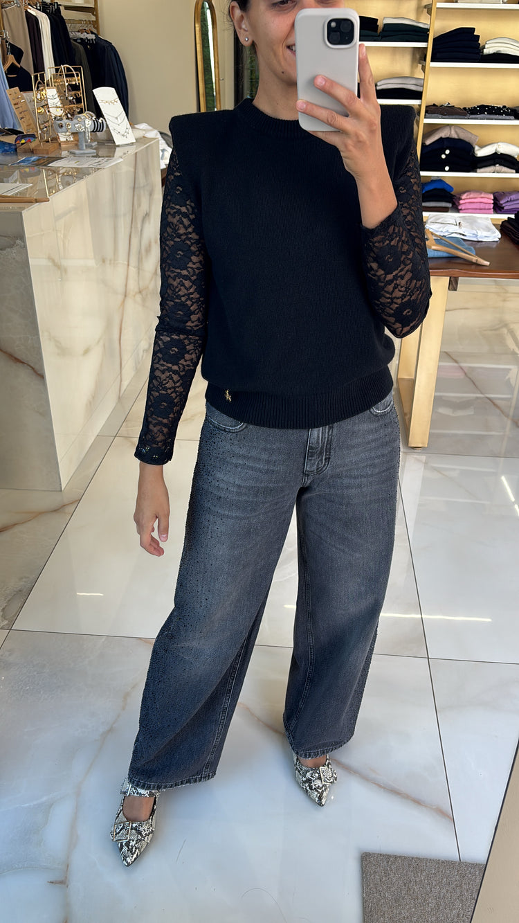 PHILIP - JEANS NERO DIAMANTINI