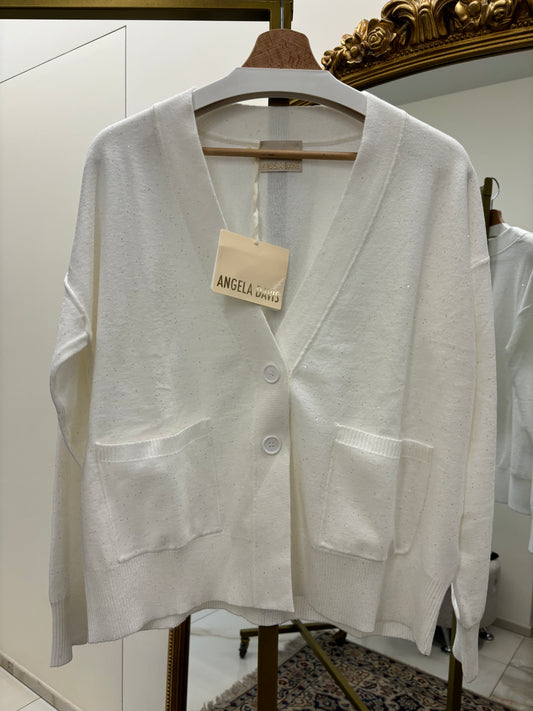 ANGELA DAVIS - CARDIGAN BRILLA - BIANCO