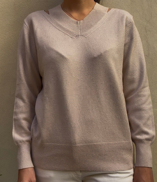 SUSY MIX - MAGLIA CUT OUT - BEIGE
