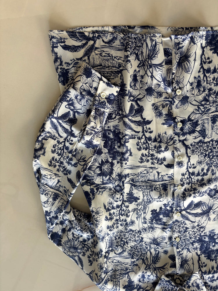 Daniel e Mayer - camicia in seta - fantasia blu