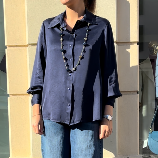 HAVEONE - CAMICIA IN VISCOSA - BLU