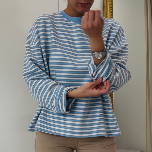 TENSIONE IN - FELPA RIGATA - AZZURRA