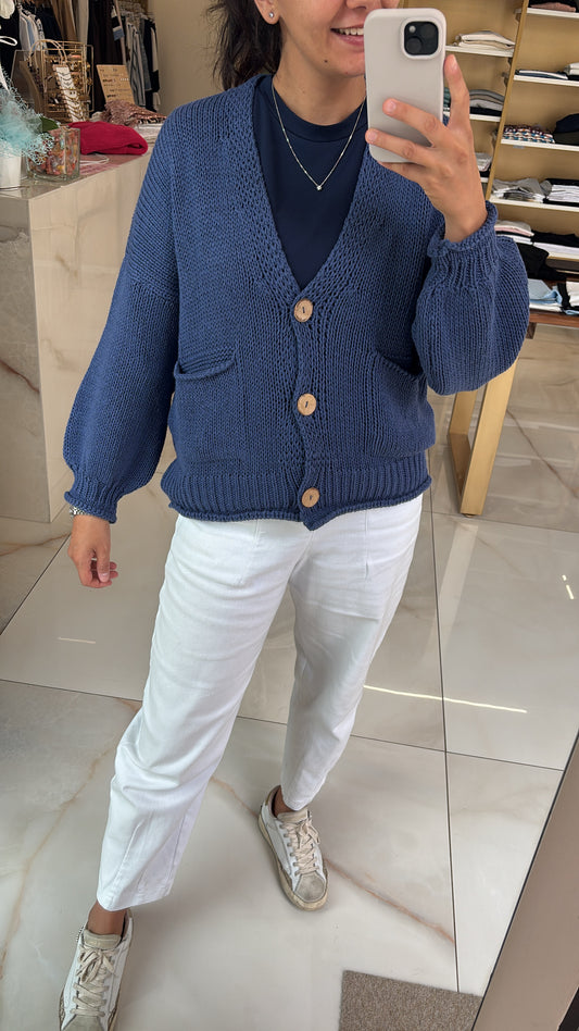 HAVEONE - CARDIGAN A TRE BOTTONI - BLU