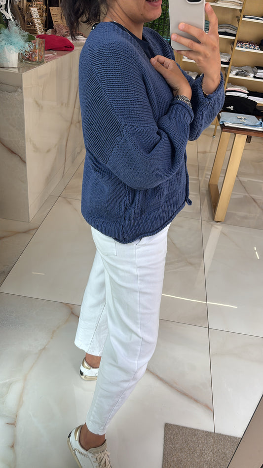 HAVEONE - CARDIGAN A TRE BOTTONI - BLU