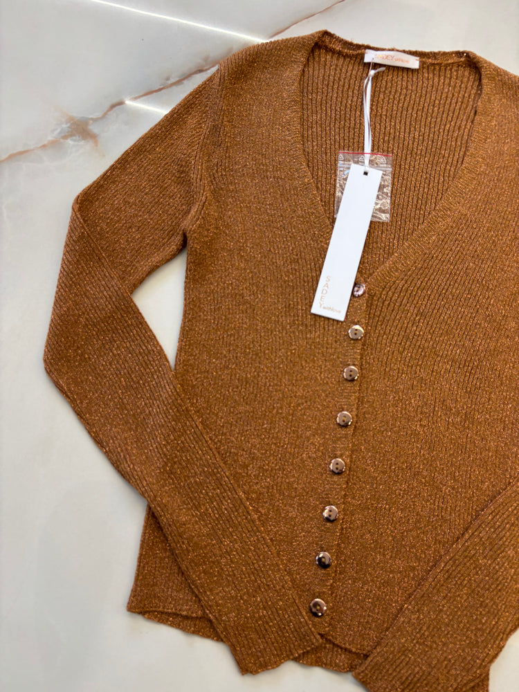 SADEY WITH LOVE - CARDIGAN LUREX - BRONZO