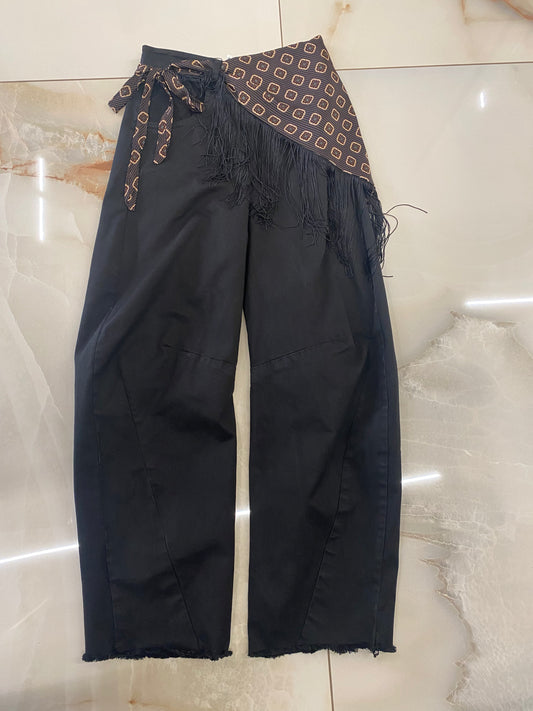 SUSY MIX - PANTALONE c/FULARD - NERO