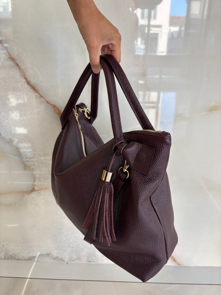 BORSA SHOPPER GRANDE - BURGUNDY