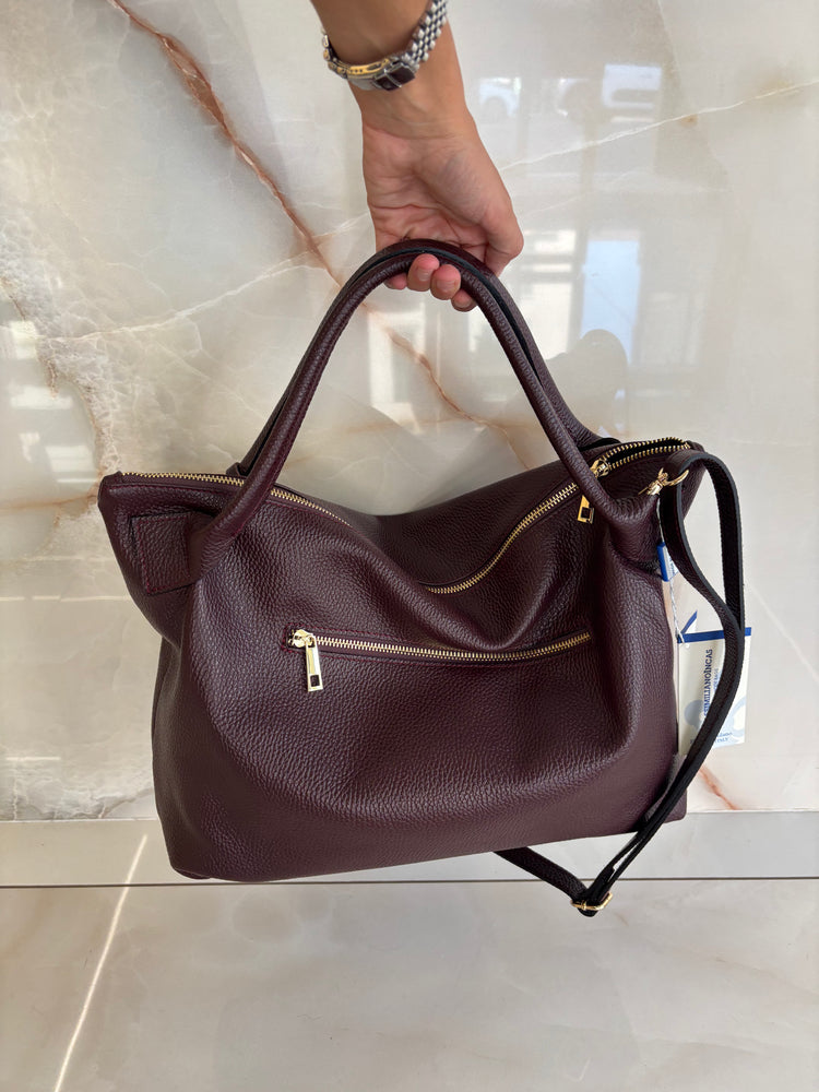 BORSA SHOPPER GRANDE - BURGUNDY