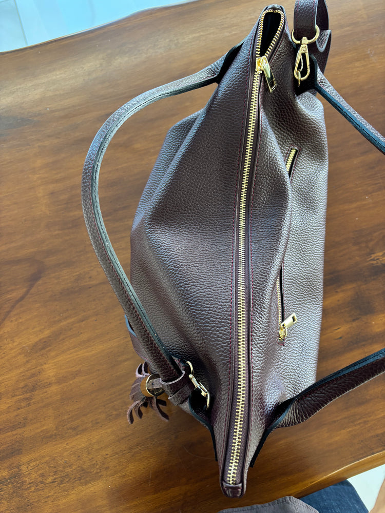 BORSA SHOPPER GRANDE - BURGUNDY