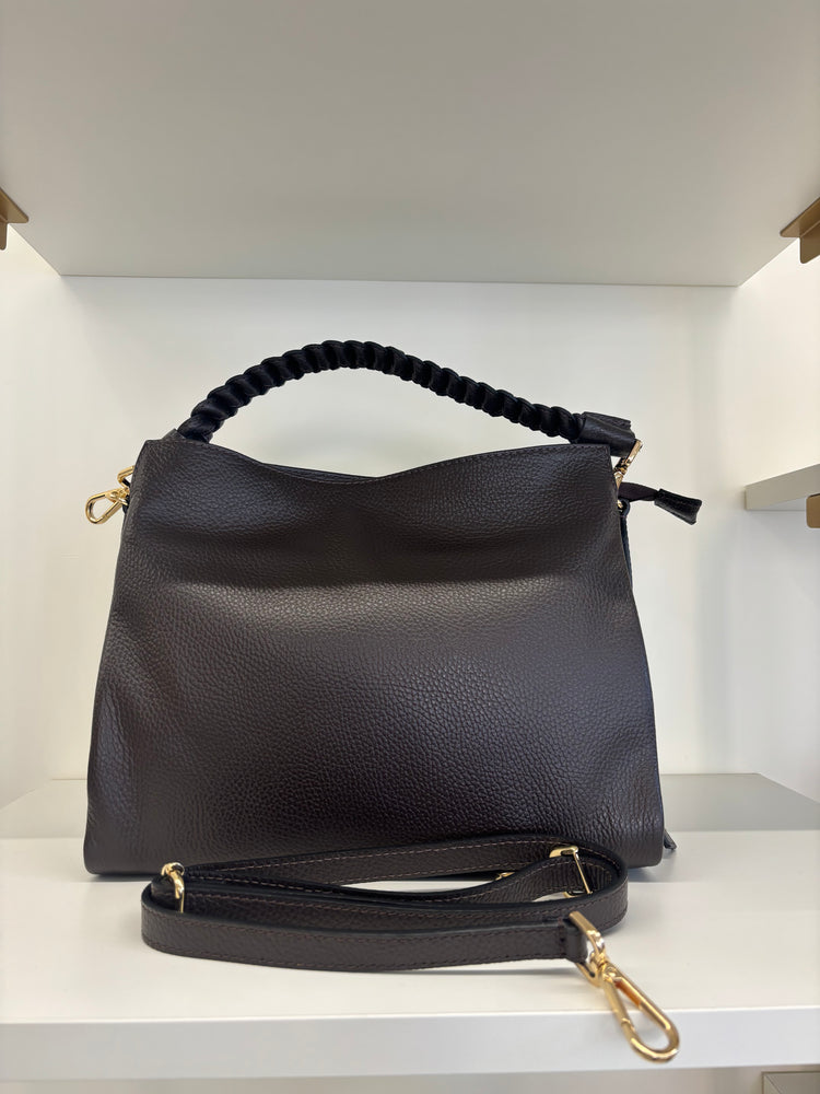 BORSA HOBO MANICO INTRECCIATO - CIOCCOLATO