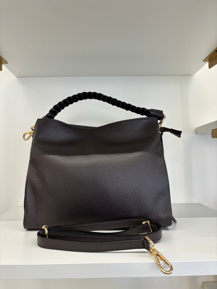 BORSA HOBO MANICO INTRECCIATO - CIOCCOLATO