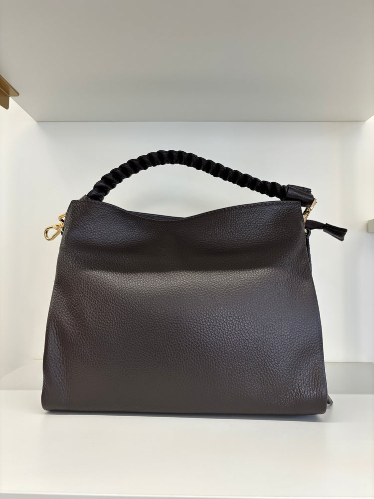 BORSA HOBO MANICO INTRECCIATO - CIOCCOLATO