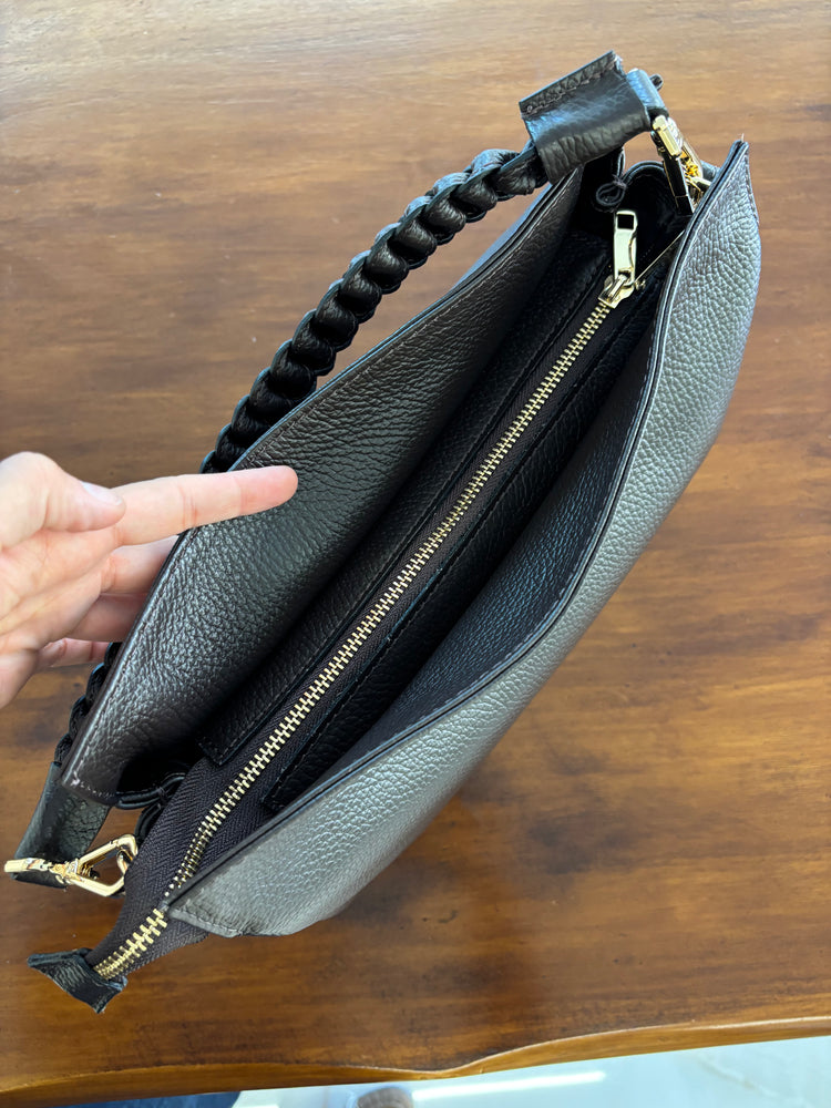 BORSA HOBO MANICO INTRECCIATO - CIOCCOLATO