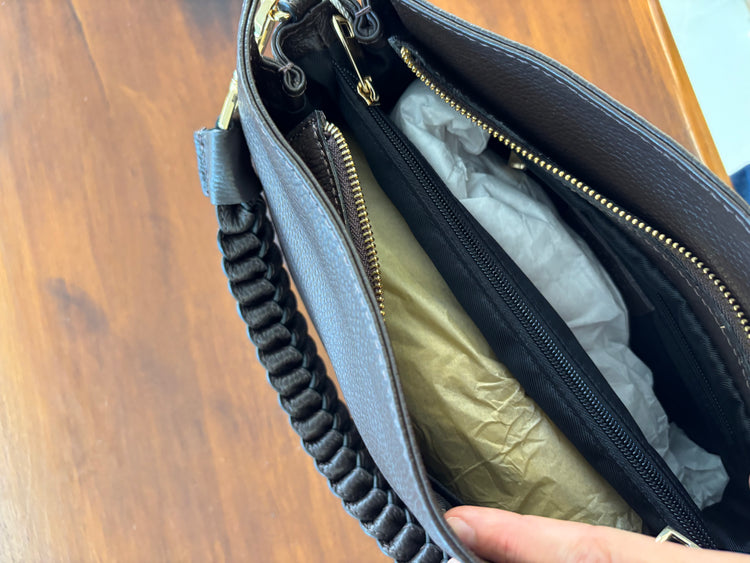 BORSA HOBO MANICO INTRECCIATO - CIOCCOLATO