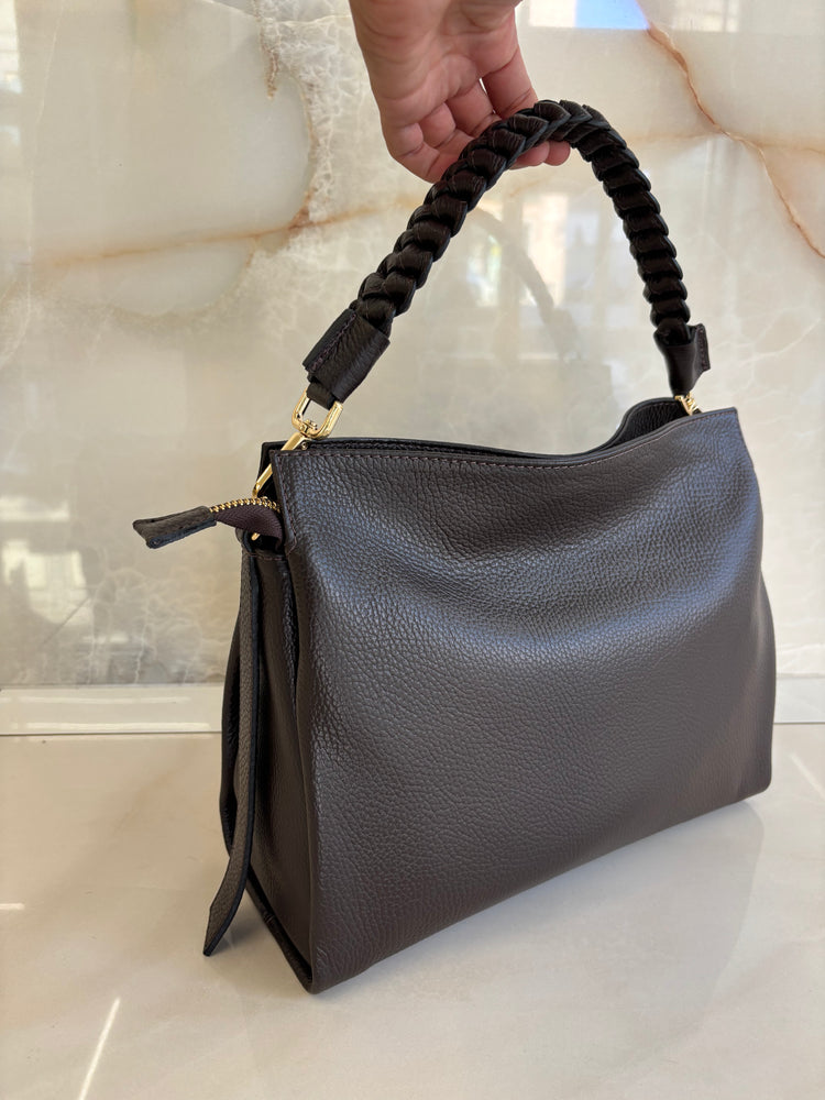 BORSA HOBO MANICO INTRECCIATO - CIOCCOLATO