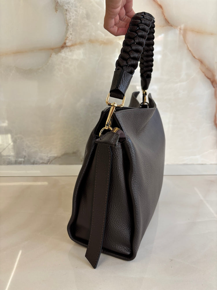 BORSA HOBO MANICO INTRECCIATO - CIOCCOLATO